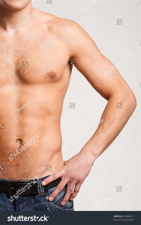 Torso Strong Man Jeans His Arm Stock Photo Shutterstock