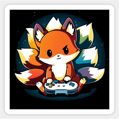 Cute Gamer Fox Playing Video Game Artwork By Lazymice Cute Fox