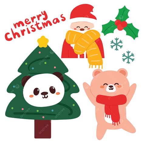 Cute Collection Of Christmas Element Stickers Vector Christmas