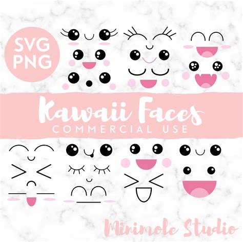Kawaii Faces Svg Emoji Faces Svg Kawaii Svg Bundle Kawaii Etsy New