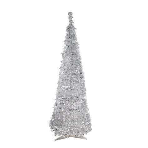 Northlight 6 Pre Lit Silver Tinsel Pop Up Artificial Christmas Tree