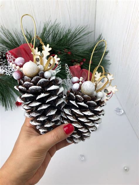 Set Of 2 Christmas Ornament Pine Cone Ornament New Year Etsy In 2021