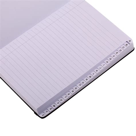 A5 Index Notebook Hardback Leatherette Cover 8mm Ruled Margin A Z Tabs