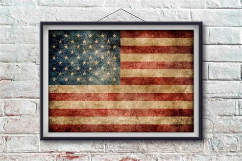 Most Popular Vintage American Flag Art Print Wall Decor Etsy