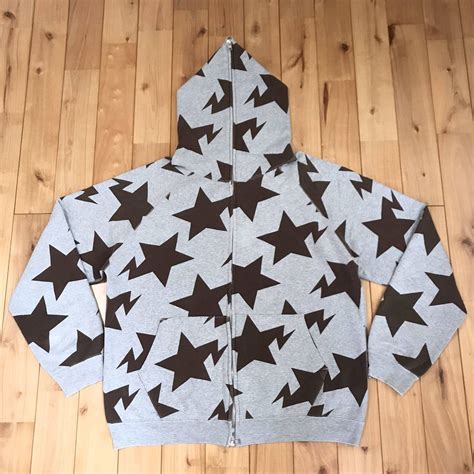 Bape Bape Star Full Zip Hoodie Gray X Brown Bapesta Grailed