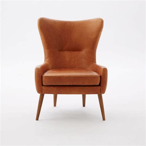 Logan wing chair traditional chair with solid and stylish wing construction. Erik Leather Wing Chair | west elm UK