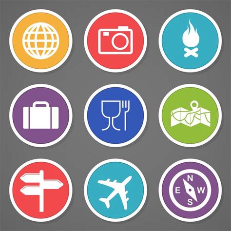 Travel And Tourism Icon Set Vector Illustration Free Stock Vector