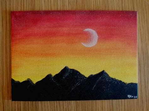 Sunset Mountain Silhouette Watercolour Hand Painting Etsy UK Planet