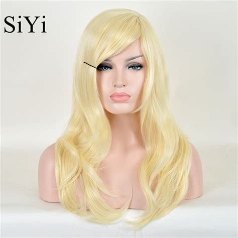 cosplay wig alice in wonderland queen long wavy beige oblique bangs synthetic wigs extension