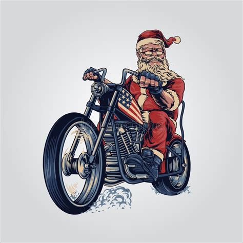 Bikers Santa Claus Merry Christmas Cooper Riding Motorcycle American
