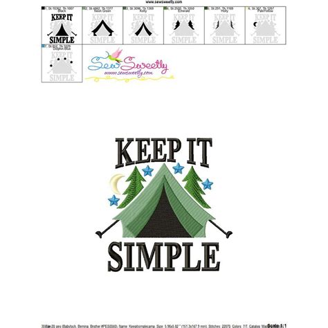 Keep It Simple Camping Tent Lettering Embroidery Design Pattern