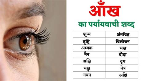 आँख का पर्यायवाची शब्द Aankh Ka Paryayvachi Shabd In Hindi