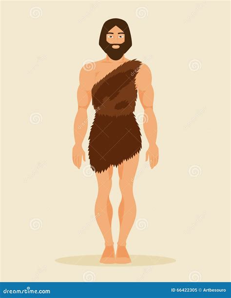 Primitive Man Neanderthal Vector Illustration Stock Vector Illustration Of Wild Cartoon