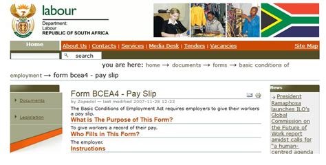 Payslip Template Format For Workers South African Department Of