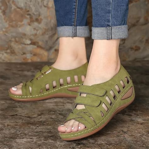 2021 Summer Women Sandals Leather Hook Handmade Ladies Shoe