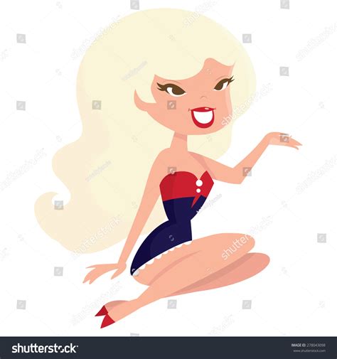 A Cartoon Vector Illustration Of A Cute All American Bombshell Blonde