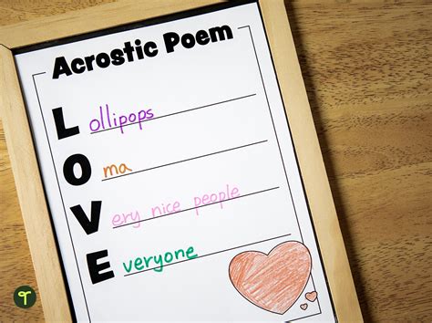 Acrostic Poem Template Love Teach Starter