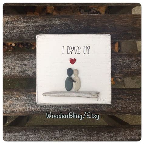 Pebble Art, Valentine day, Couples Gift, Anniversary Gift, Driftwood ...