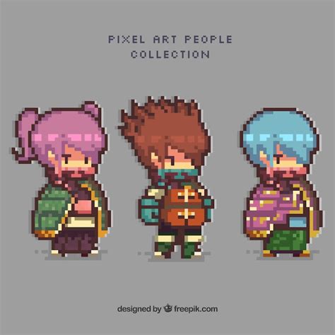 Pack Of Video Game Characters In Pixel Art Style Free Vector