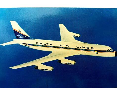 Vintage Postcard Deltas Convair 880 Jetliner Modern Jet Fleet Deluxe