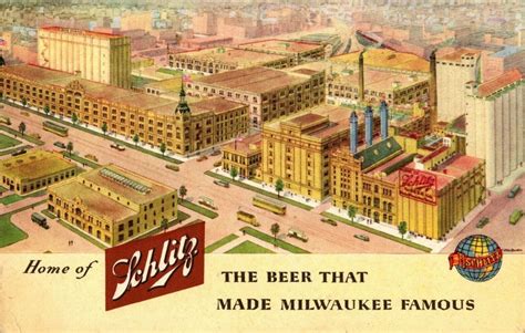 Aerial View Schlitz Brewery Milwaukee Wi C1949 Vintage Postcard