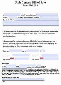 Free Utah General Blank Bill Of Sale Form Pdf Word Doc
