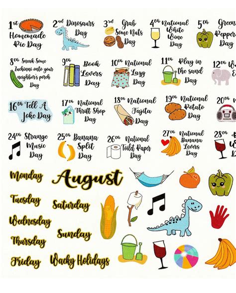 August Wacky Holidays Planner Stickers Calendar Stickers Etsy