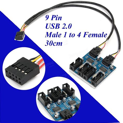 9pin usb header male 1 to 4 female extension splitter cable 9p port multiplier sale rc toys