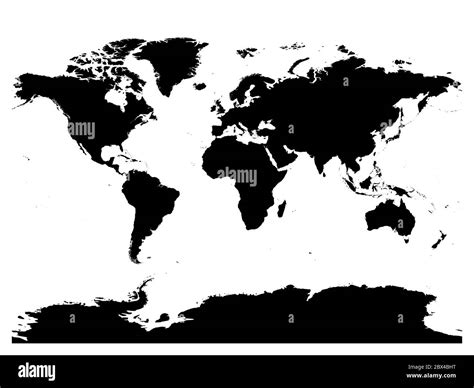 Map Of World Black Vector Silhouette High Detailed Map On White