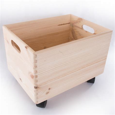Large Wooden Stackable Storage Crate With Handles And Wheels Toy