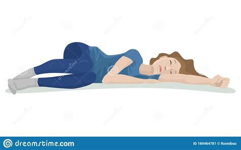 Girl Is Laying On The Floor Vector Illustration Stock