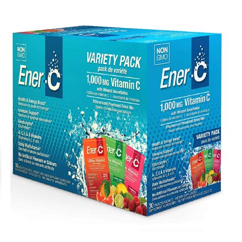Ener C 1000 Mg Vitamin C Effervescent Drink Mix Variety Pack 30 Packets Carlo Pacific