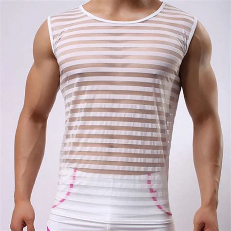 Buy Sexy Men Stripe Fitness Bodybuilding Tank Top