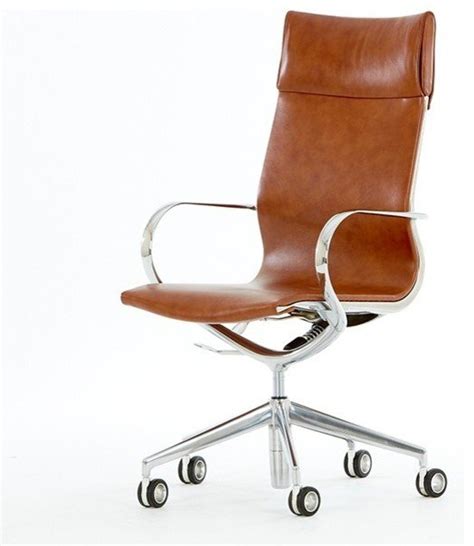 Width standard retro brown leather executive chair with adjustable height. Tan Leather Office Chair - Home Furniture Design