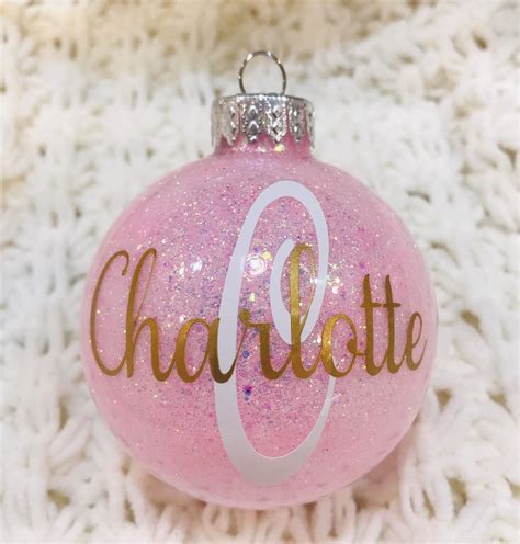 Personalized Glass Christmas Ornaments Glitter Ornaments Etsy