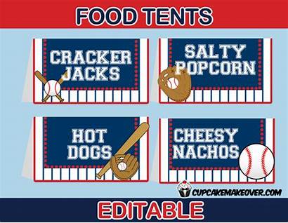 Baseball Labels Tent Editable Cards Printables Party