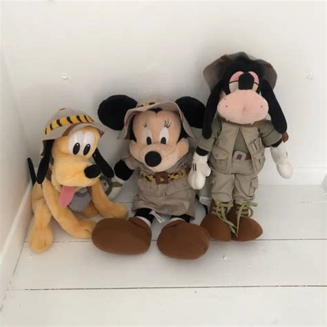 Disney Land Safari Pluto Goofy And Minnie Soft Toy Plush Bundle Jungle Disneyland £24 99