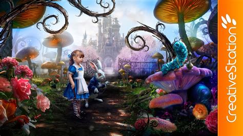 Alice In Wonderland Speed Art Photoshop Creativestation Youtube
