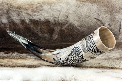 Vendel Carved Drinking Viking Horn Norse Mug Horns Vendel