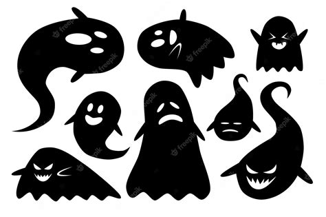 Premium Vector Halloween Ghost Silhouette Cartoon Set