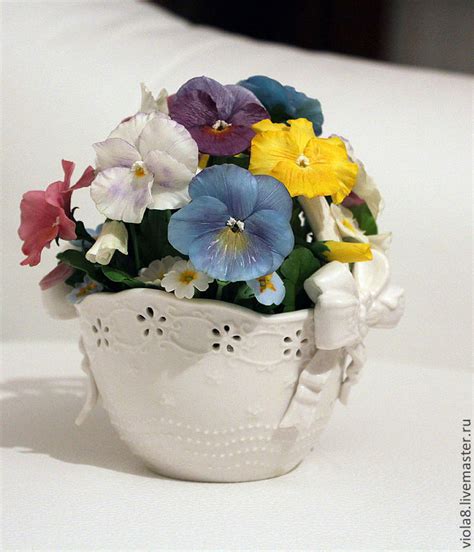 Wedding bouquets have been shown to be very important in courtship and relationships. Pansy viola.Bouquet of pansies.Modeling.Polymer clay ...
