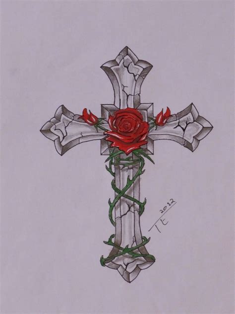 Cross With Rose Mayl Pinterest Gótico Tatuajes Y Dibujo