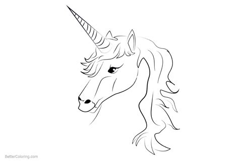 Unicorn Coloring Pages Simple Head Lineart Free Printable Coloring Pages