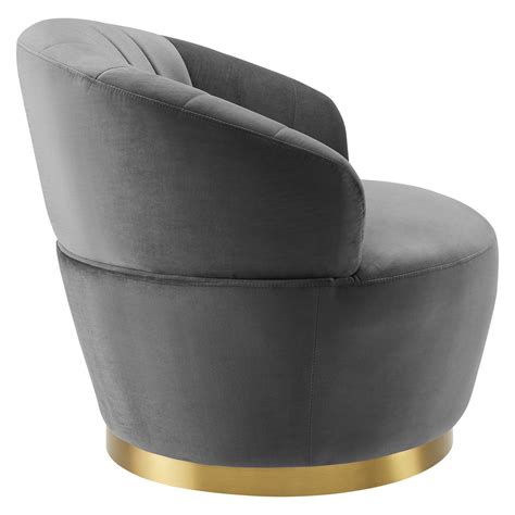 Billow Tufted Performance Velvet Swivel Chair Gray By Modway