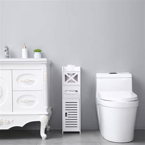 Compact Toilet Tissue Storage Tower Paper Towel Storage Narrow Cabinet