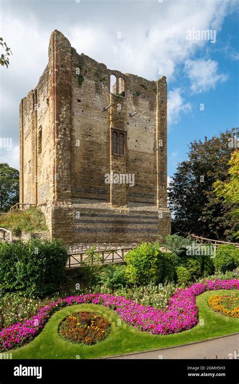 Guildford Castle Grounds With Colourful Flower Gardens During September