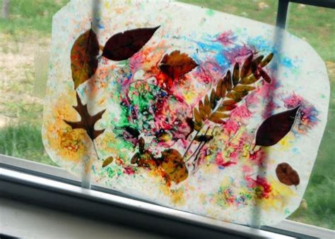Classic Childhood Art Project Wax Paper Leaves And Crayon Shavings
