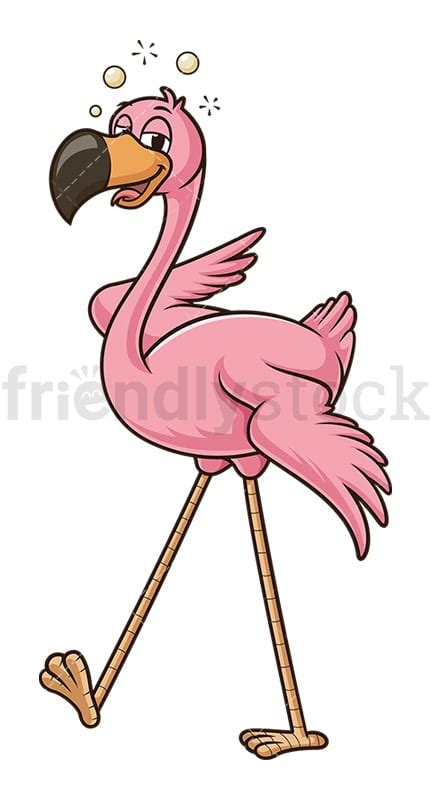 Drunk Flamingo Cartoon Clipart Vector Friendlystock