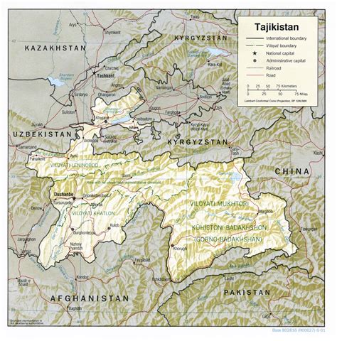 Mapa De Relieve Sombreado De Tayikist N Mapa Owje