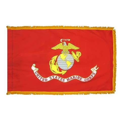 Marine Corps Fringed Flag With Pole Hem 3 Ft X 5 Ft